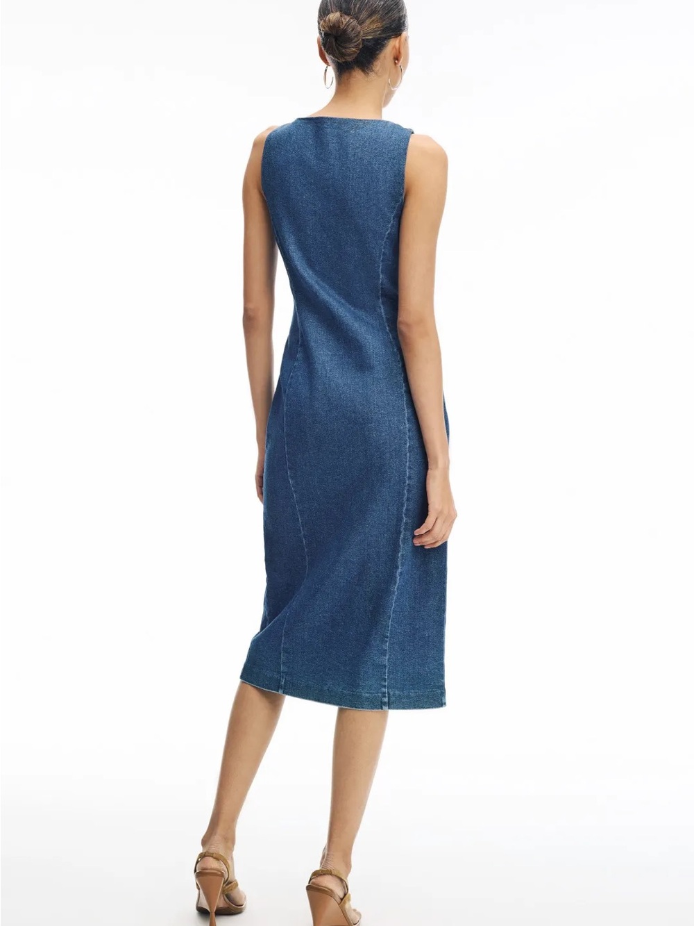 Toccin Raven Scoop Neck Button-Front Denim Midi Dress - Picture 8 of 10